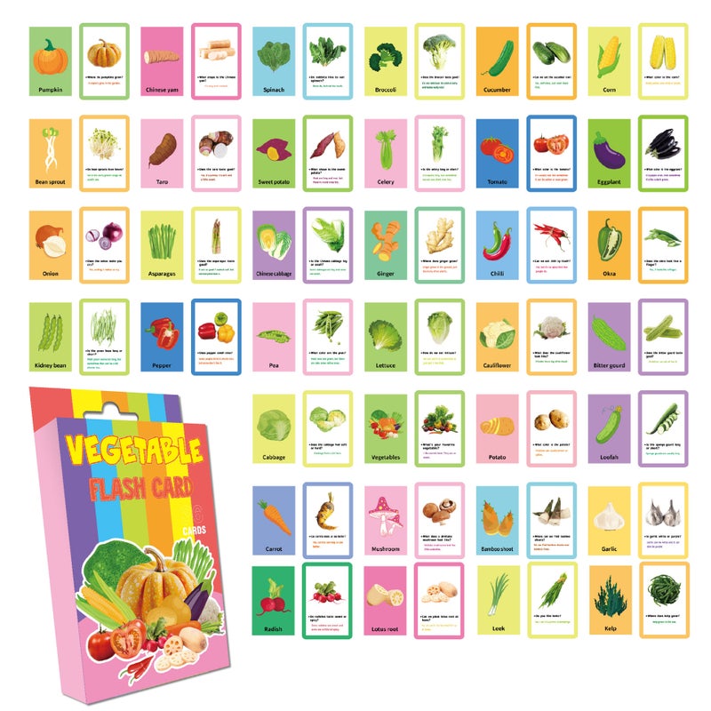 Capstro Kids Early Education Digital Flash Cards – Picture-Based Learning Card Set for Toddlers | Visual Vocabulary, Cognitive Development & Screen-Free Educational – Vegetables - Image 1